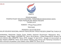 Daftar Siswa Yang Lulus SNMPTN Tahun 2018